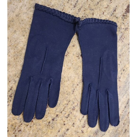 Max Mayer Accessories - New! Vintage Size M/L 7.5 Blue Cotton Stretch Formal 9.5" Gloves Braided Cuff
